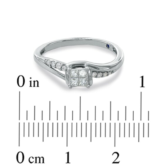Cherished Promise Collectionâ¢ 1/5 CT. T.w. Quad Princess-Cut Diamond Twist Promise Ring in 10K White Gold