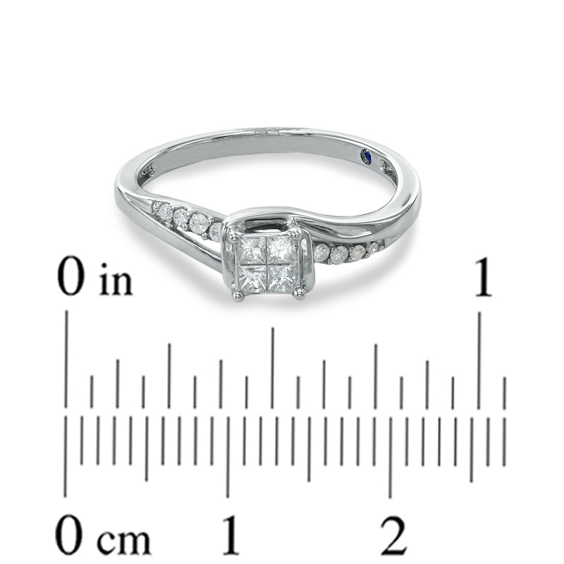 Cherished Promise Collection™ 1/5 CT. T.W. Quad Princess-Cut Diamond Twist Promise Ring in 10K White Gold