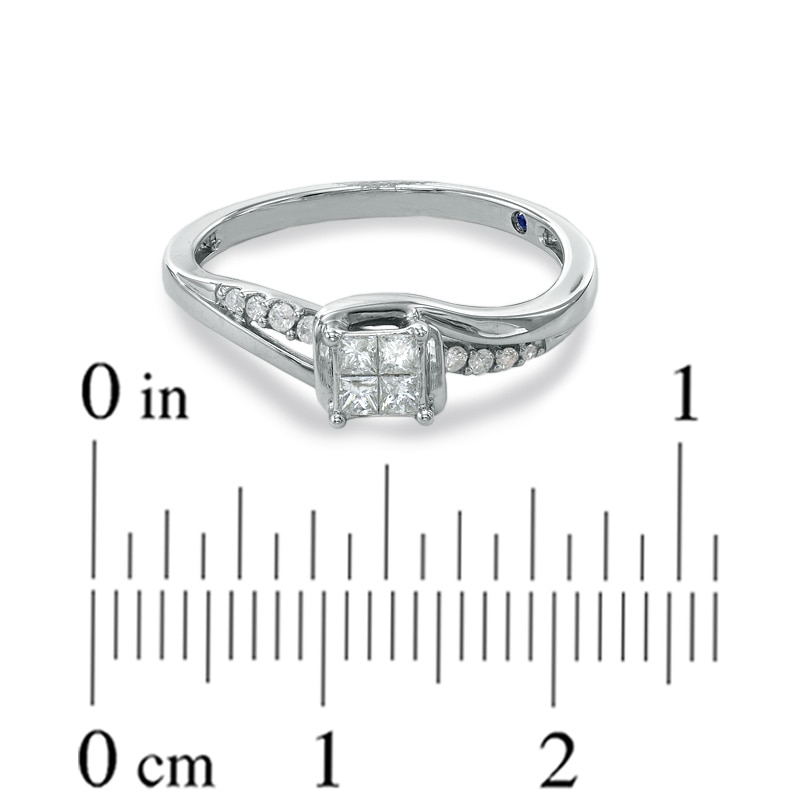 Main Image 3 of Cherished Promise Collection™ 1/5 CT. T.W. Quad Princess-Cut Diamond Twist Promise Ring in 10K White Gold