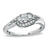 Thumbnail Image 1 of Cherished Promise Collection™ 1/4 CT. T.W. Quad Princess-Cut Diamond Scoop Promise Ring in 10K White Gold