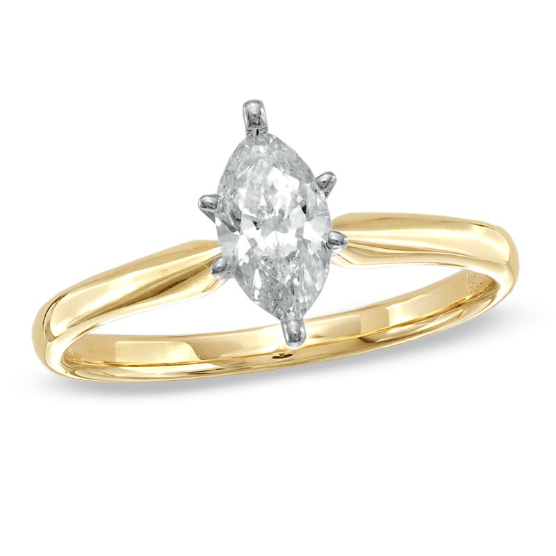 5/8 CT. Certified Marquise Diamond Solitaire Engagement Ring in 14K Gold (J/I2)