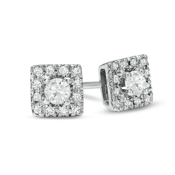 1/4 CT. T.w. Diamond Square Frame Stud Earrings in 10K White Gold