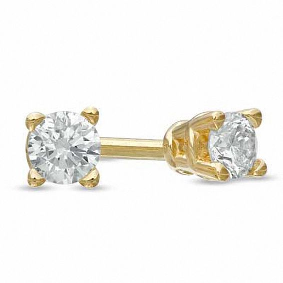 1/10 CT. T.w. Diamond Solitaire Stud Earrings in 14K Gold (I-J/I2-I3)