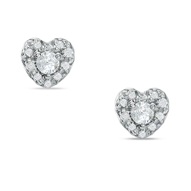 1/4 CT. T.W. Diamond Heart Frame Stud Earrings in 10K White Gold