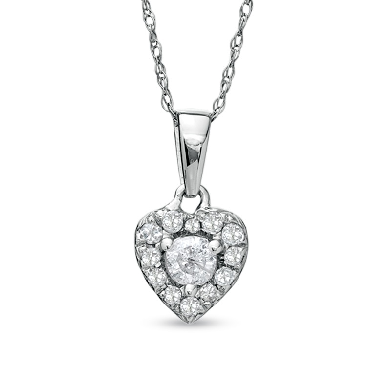 1/4 CT. T.W. Diamond Heart Frame Pendant in 10K White Gold