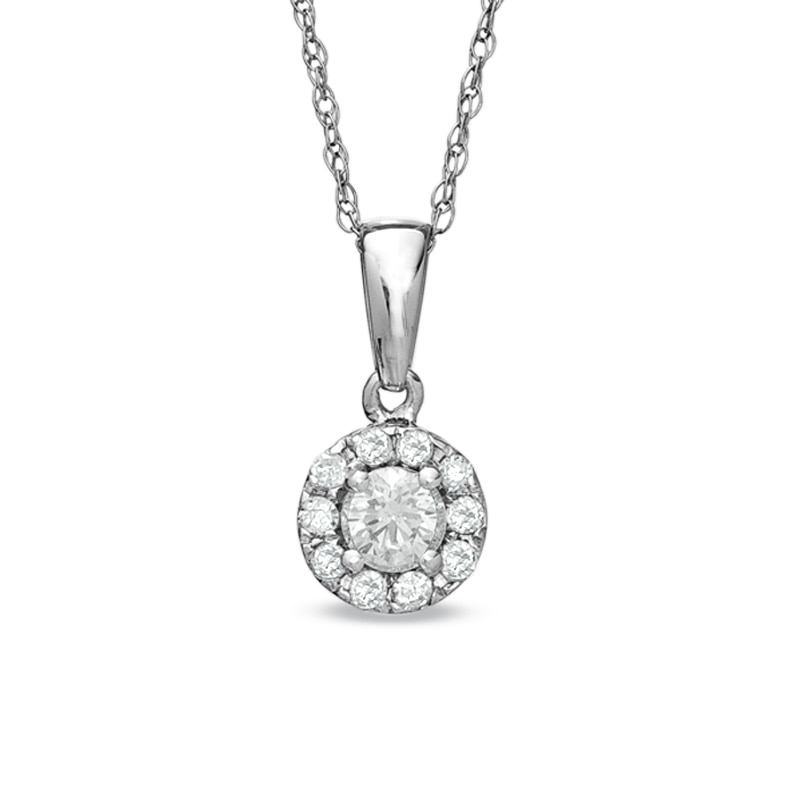 1/4 CT. T.W. Diamond Round Frame Pendant in 10K White Gold