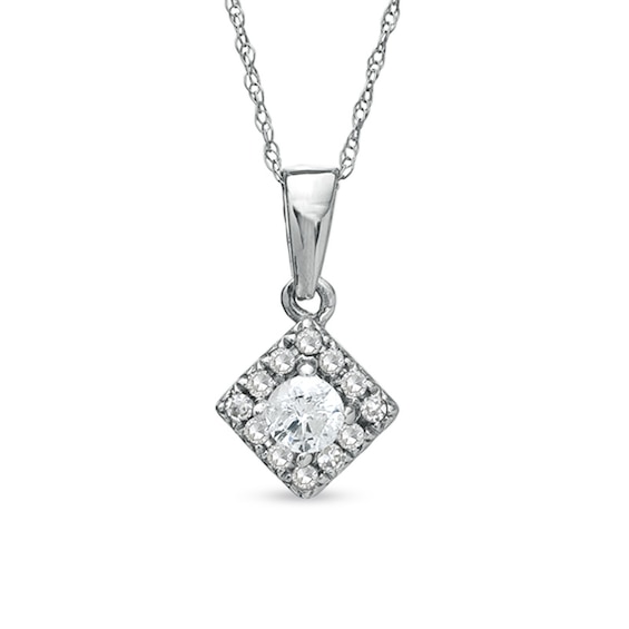 1/4 CT. T.w. Diamond Square Frame Pendant in 10K White Gold