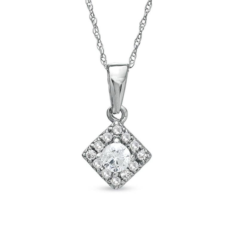 Main Image 1 of 1/4 CT. T.W. Diamond Square Frame Pendant in 10K White Gold
