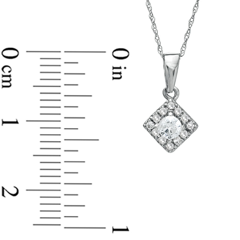 Main Image 2 of 1/4 CT. T.W. Diamond Square Frame Pendant in 10K White Gold