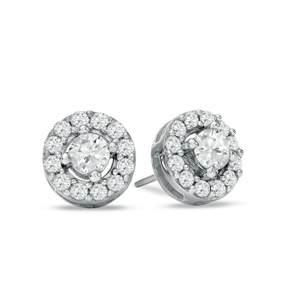 1 CT. T.w. Diamond Frame Stud Earrings in 10K White Gold
