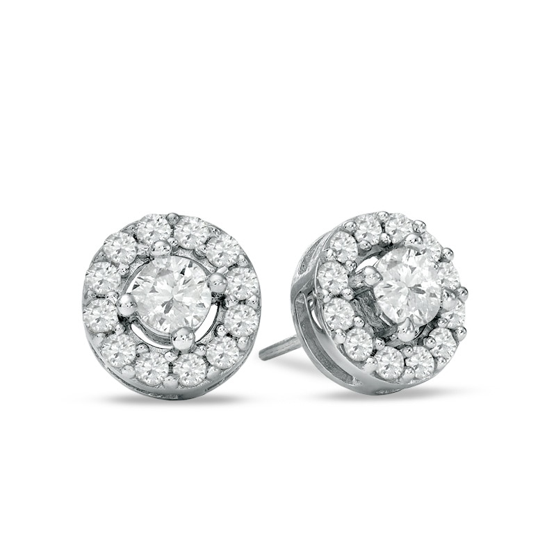 1 CT. T.W. Diamond Frame Stud Earrings in 10K White Gold