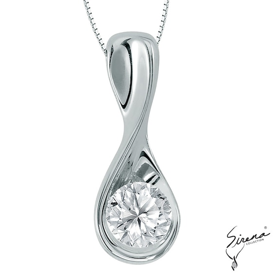 1/10 CT. Diamond Solitaire Twist Pendant in 14K White Gold