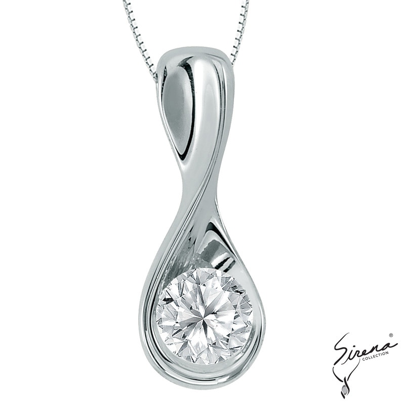 Main Image 1 of 1/10 CT. Diamond Solitaire Twist Pendant in 14K White Gold
