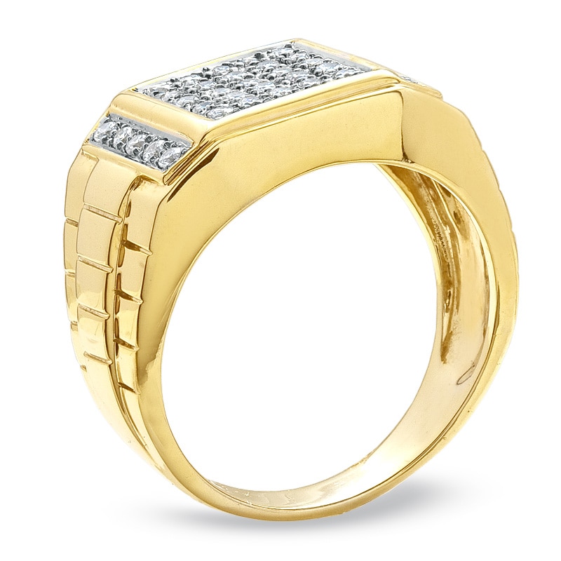 Main Image 2 of 1/2 CT. T.W. Diamond Pavé Square Band in 14K Gold