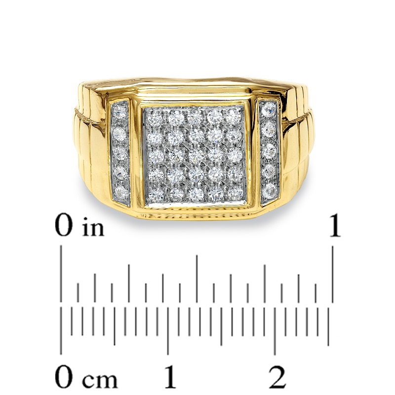Main Image 3 of 1/2 CT. T.W. Diamond Pavé Square Band in 14K Gold