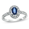 Thumbnail Image 1 of Oval Blue Sapphire and Diamond Accent Framed Engagement Ring in 10K White Gold