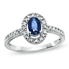 Thumbnail Image 0 of Oval Blue Sapphire and Diamond Accent Framed Engagement Ring in 10K White Gold