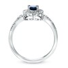 Thumbnail Image 1 of Oval Blue Sapphire and Diamond Accent Framed Engagement Ring in 10K White Gold