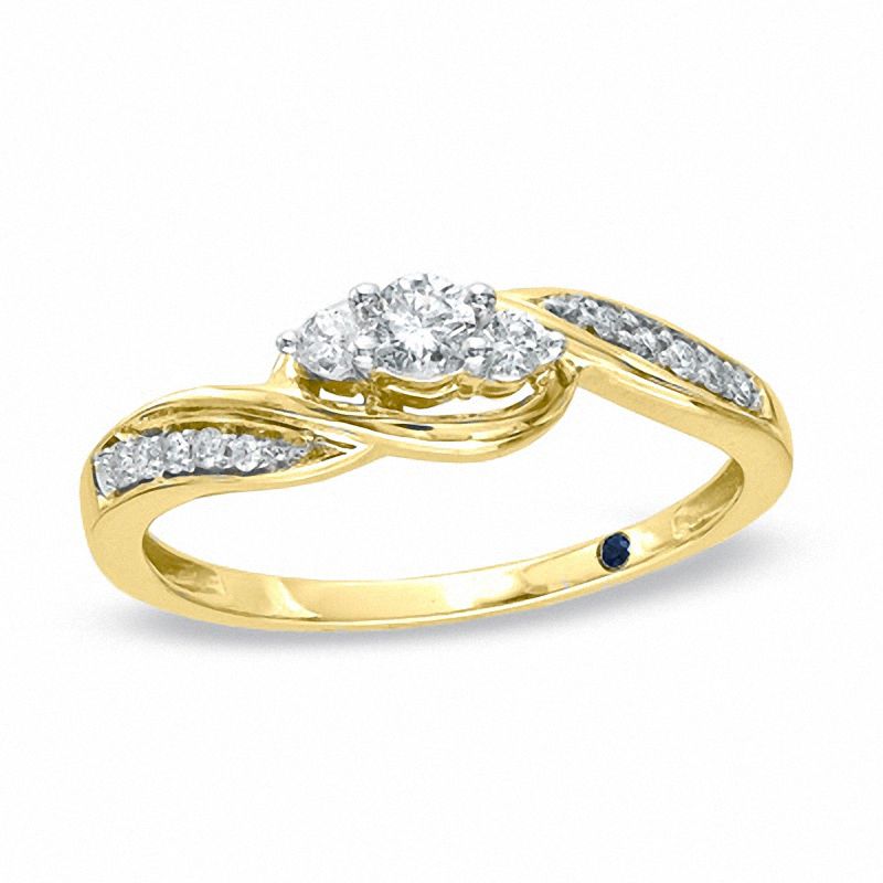 Main Image 1 of Cherished Promise Collection™ 1/5 CT. T.W. Diamond Wave Promise Ring in 10K Gold