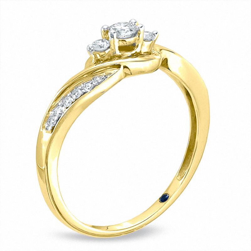 Main Image 2 of Cherished Promise Collection™ 1/5 CT. T.W. Diamond Wave Promise Ring in 10K Gold