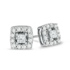 Thumbnail Image 1 of 1/2 CT. T.W. Princess-Cut Diamond Cushion Frame Stud Earrings in 10K White Gold