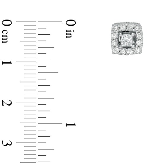 3/4 CT. T.w. Princess-Cut Diamond Frame Stud Earrings in 10K White Gold