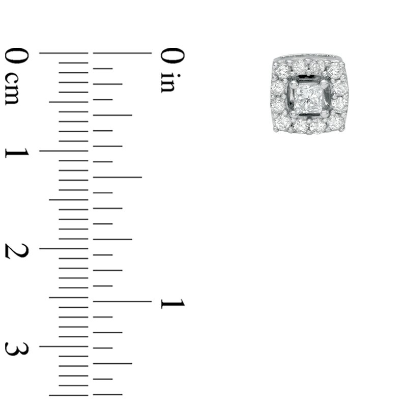 Main Image 2 of 3/4 CT. T.W. Princess-Cut Diamond Frame Stud Earrings in 10K White Gold