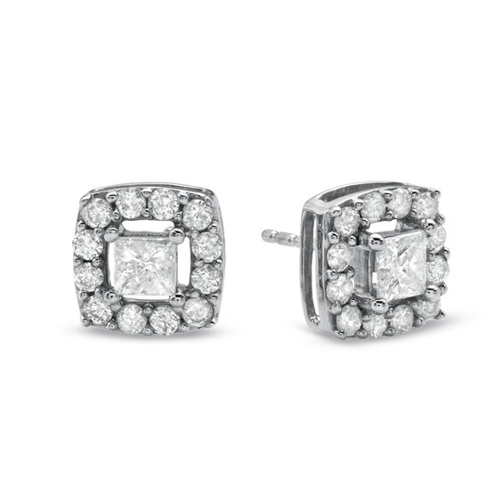 1 CT. T.w. Princess-Cut Diamond Open Frame Stud Earrings in 10K White Gold