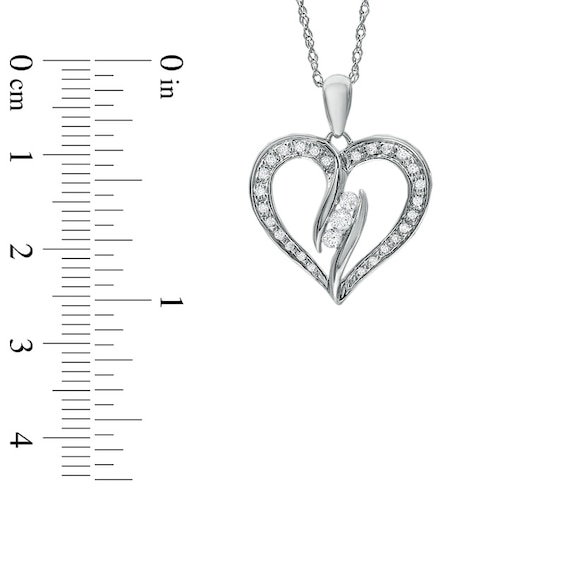 1/4 CT. T.w. Diamond Three Stone Bypass Heart Pendant in Sterling Silver