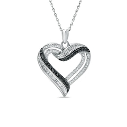 1/2 CT. T.W. Enhanced Black and White Diamond Heart Pendant in Sterling Silver