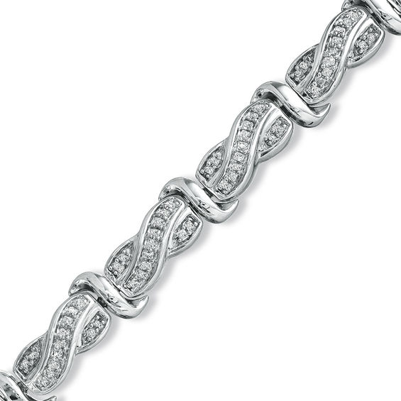 1 CT. T.W. Princess-Cut Diamond Swirl Line Bracelet in