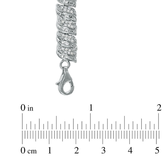 1 CT. T.w. Round and Baguette Diamond Bracelet in Sterling Silver