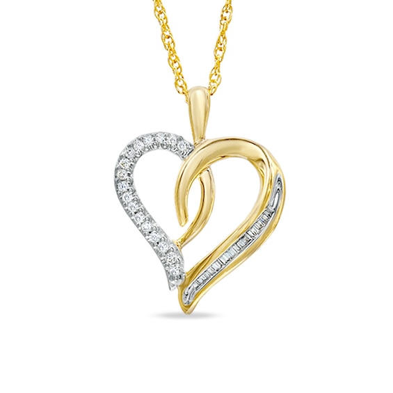 1/8 CT. T.w. Diamond Swirling Heart Pendant in 10K Gold