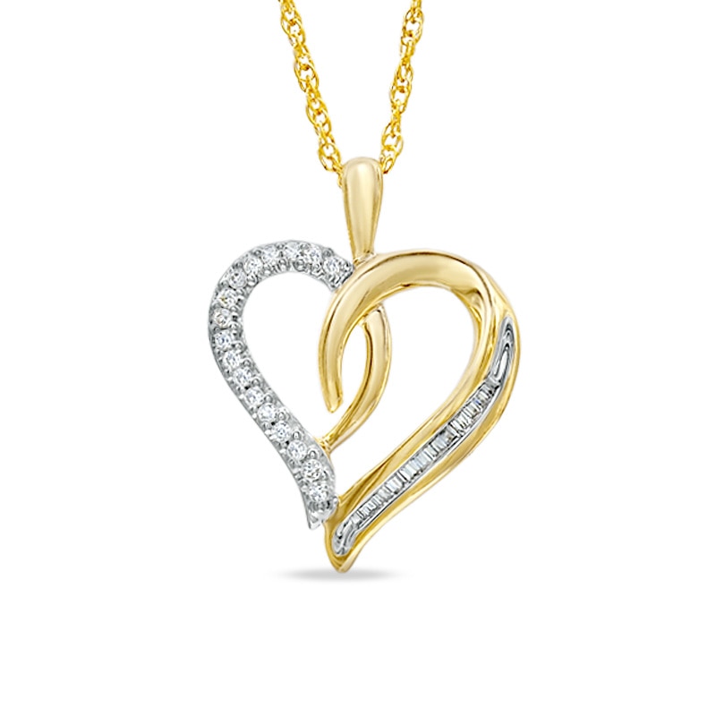 1/8 CT. T.W. Diamond Swirling Heart Pendant in 10K Gold