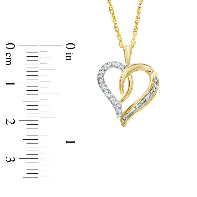 1/8 CT. T.W. Diamond Swirling Heart Pendant in 10K Gold