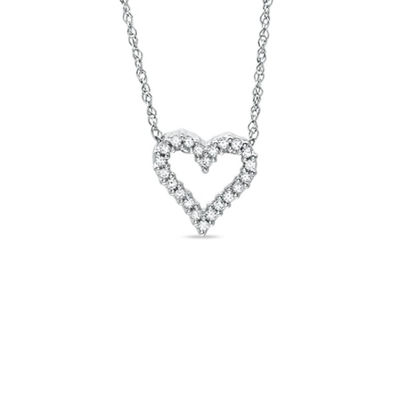 1/10 CT. T.W. Diamond Heart Pendant in 10K White Gold