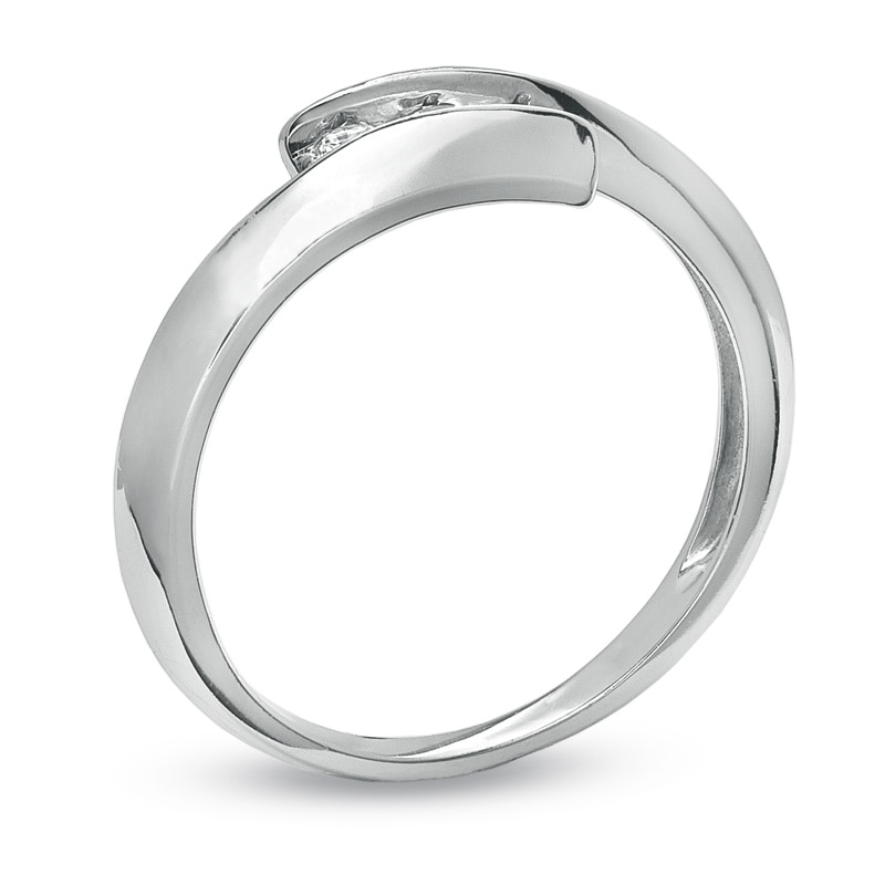 Main Image 2 of 1/5 CT. T.W. Diamond Three Stone Bypass Ring in 10K White Gold