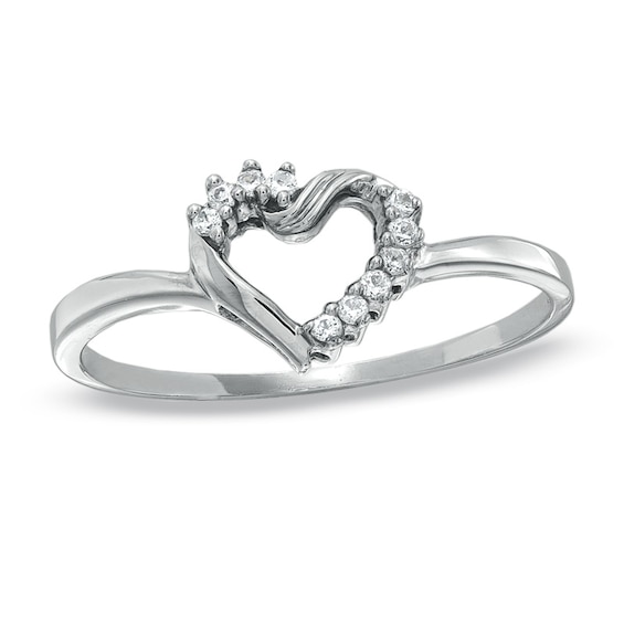1/20 CT. T.w. Diamond Twist Heart Ring in 10K White Gold