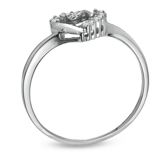 1/20 CT. T.w. Diamond Twist Heart Ring in 10K White Gold