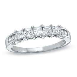 3/4 CT. T.W. Princess-Cut Diamond Nine Stone Band in 10K White Gold
