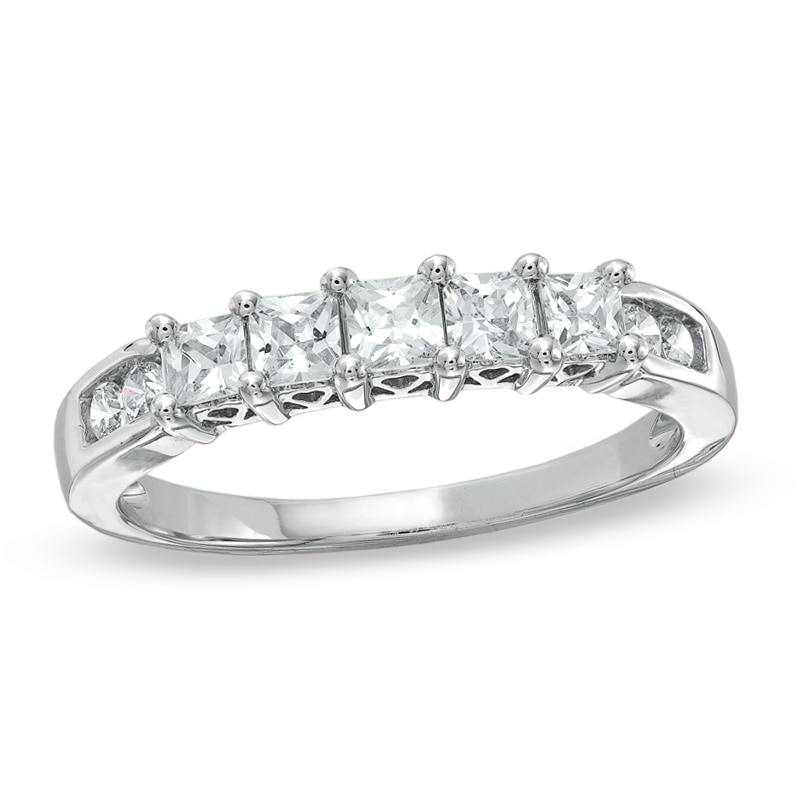 Main Image 1 of 3/4 CT. T.W. Princess-Cut Diamond Nine Stone Band in 10K White Gold