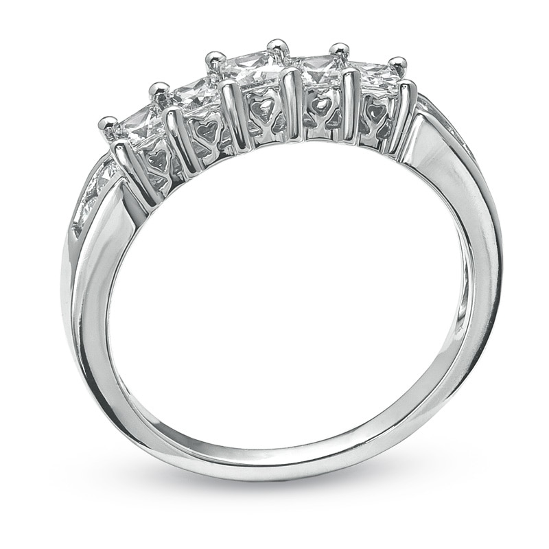 Main Image 2 of 3/4 CT. T.W. Princess-Cut Diamond Nine Stone Band in 10K White Gold