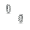 Thumbnail Image 1 of Diamond Accent Three Stone Hoop Earrings in Sterling Silver