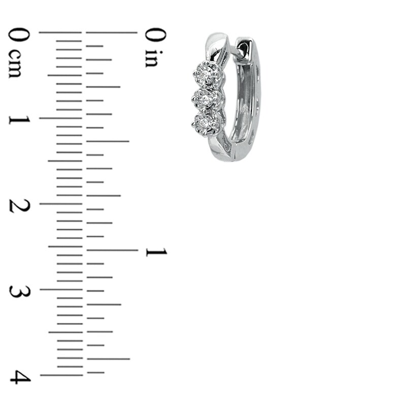 Main Image 2 of Diamond Accent Three Stone Hoop Earrings in Sterling Silver