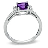 Thumbnail Image 2 of 6.0mm Cushion-Cut Amethyst and Lab-Created White Sapphire Fashion Ring in 10K White Gold