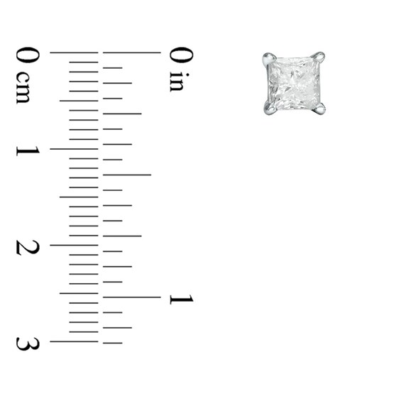 2 CT. T.w. Princess-Cut Diamond Solitaire Stud Earrings in 14K White Gold (I-J/I3)