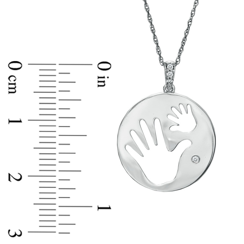 Main Image 2 of Tiny Toes™ Diamond Accent Mother and Baby Hands Pendant in 10K White Gold