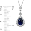 Thumbnail Image 1 of Pear-Shaped Lab-Created Blue and White Sapphire Drop Pendant in 10K White Gold