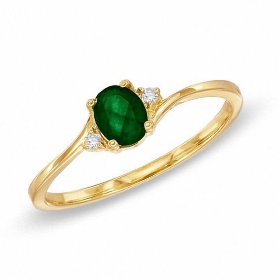 Oval Emerald and Diamond Ring in 10K Gold | Zales
