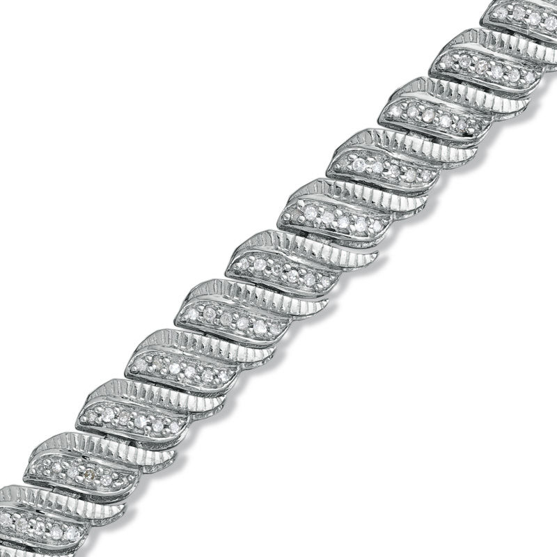 1 CT. T.W. Diamond Accent Cascading Bracelet in Sterling Silver - 7.5"